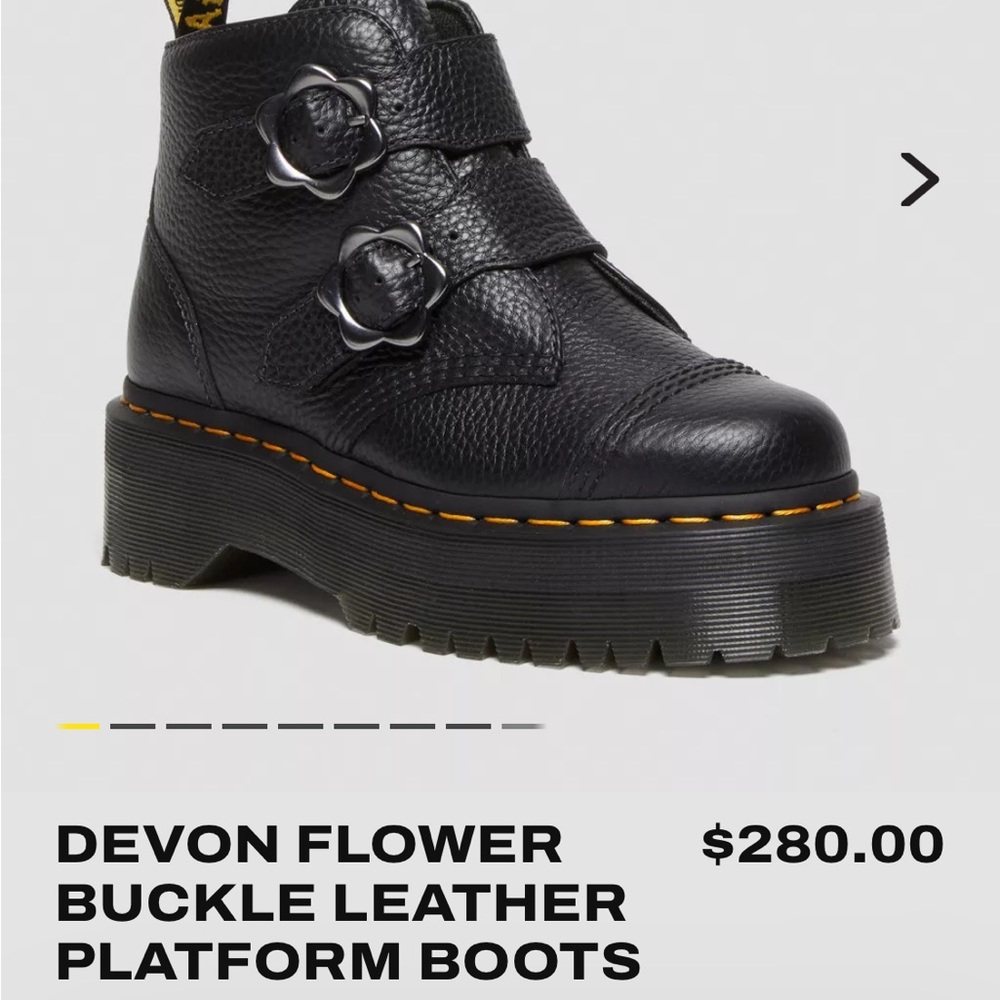 DEVON FLOWER BUCKLE LEATHER PLATFORM BOOTS